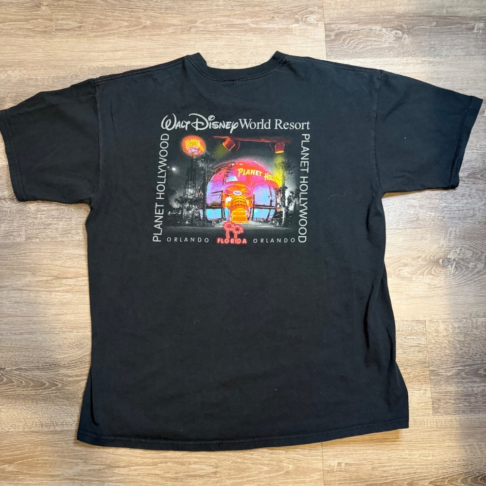 Planet Hollywood Orlando Walt Disney World Resort Black Graphic T-Shirt Mens XL